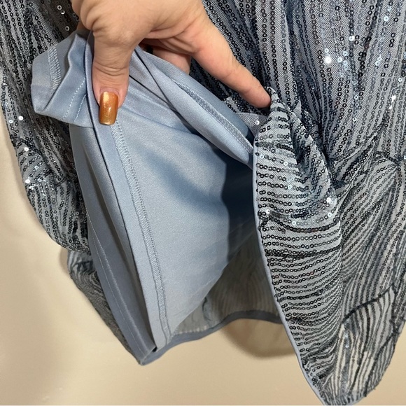 Elegant Fully Sequin Dress Plus Size 2X Stretch Slate Blue Formal Party Holiday - Picture 7 of 8